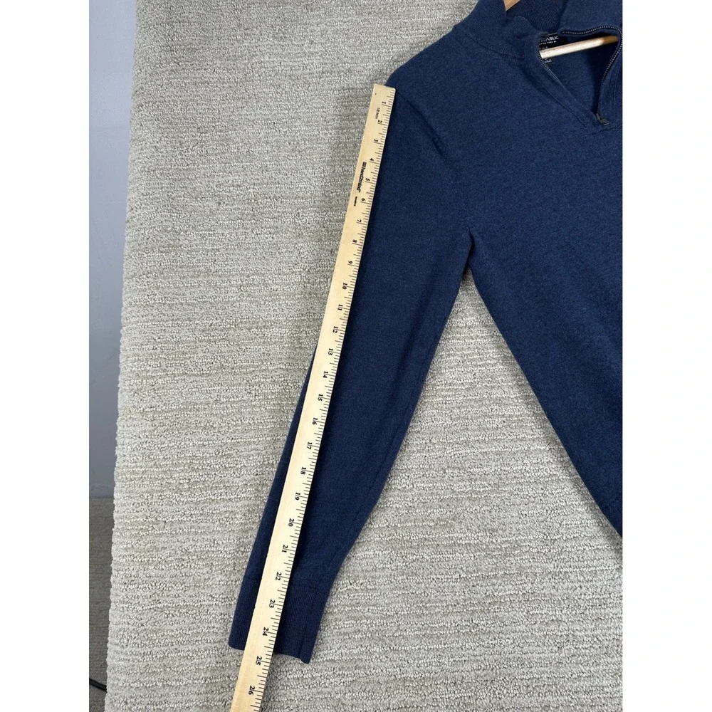 Banana Republic Mens Blue Italian Merino Wool Quarter Zip Sweater Size M Baruffa